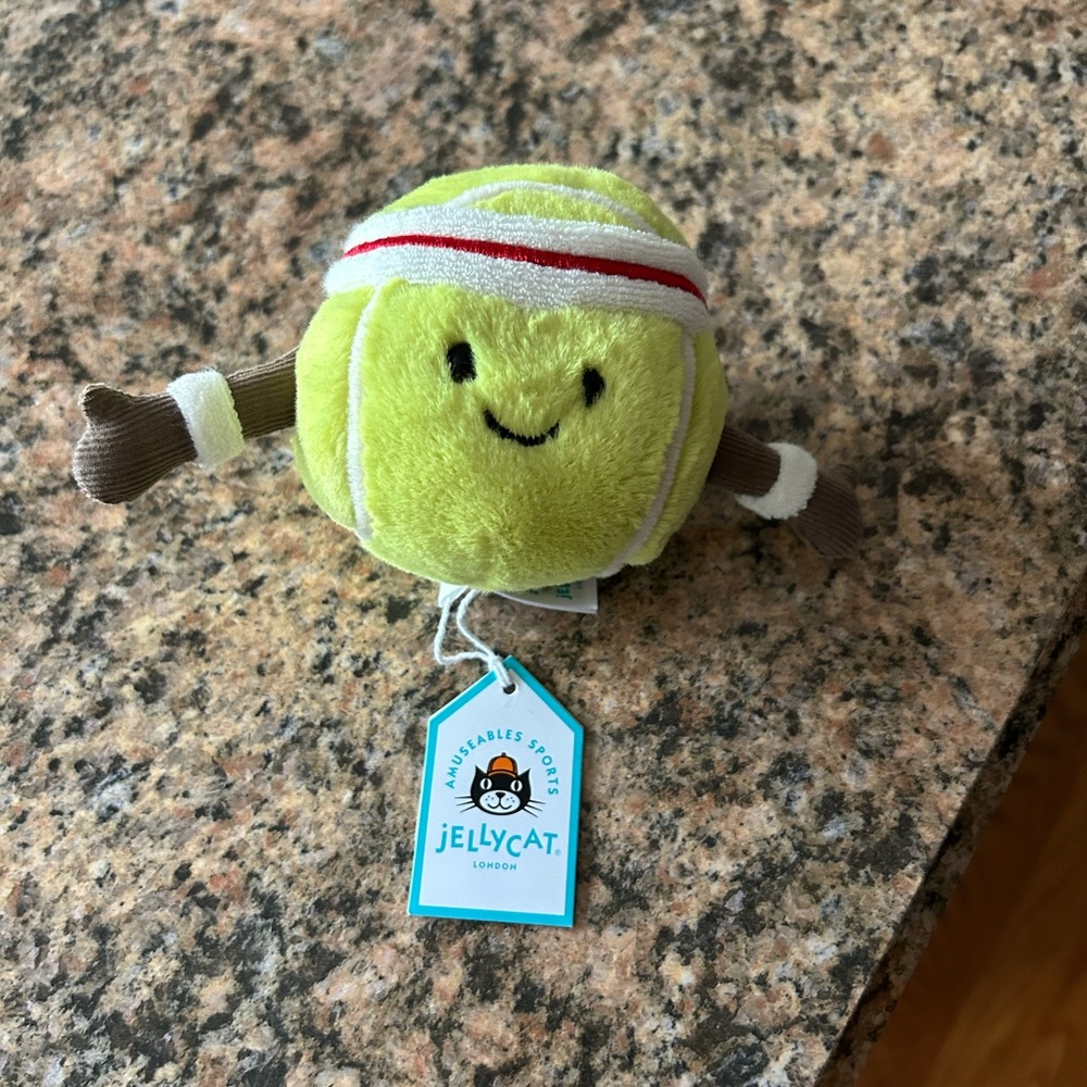 Jellycat Plush Tennis Ball with Green and Brown